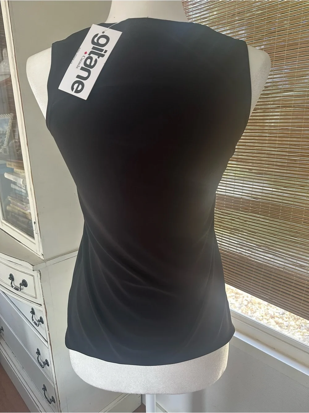 Women's Black Square-Neck Tank Top